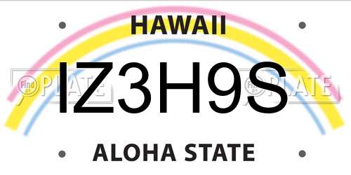 IZ3H9S Hawaii License Plate