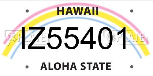 IZ55401 Hawaii License Plate