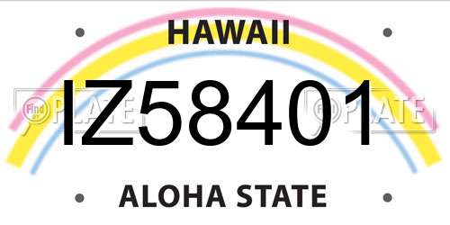 IZ58401 Hawaii License Plate