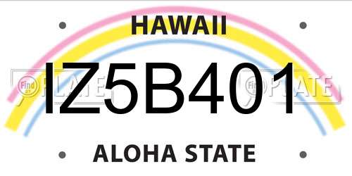 IZ5B401 Hawaii License Plate