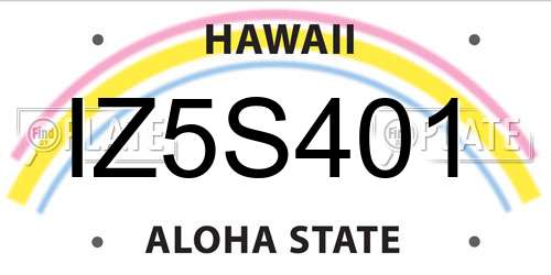 IZ5S401 Hawaii License Plate