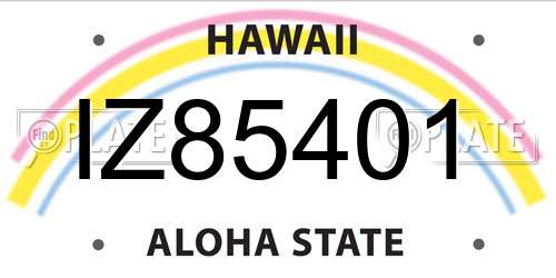 IZ85401 Hawaii License Plate