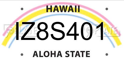 IZ8S401 Hawaii License Plate