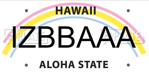 IZBBAAA Hawaii License Plate