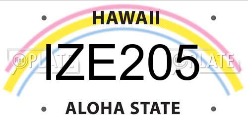 IZE205 Hawaii License Plate