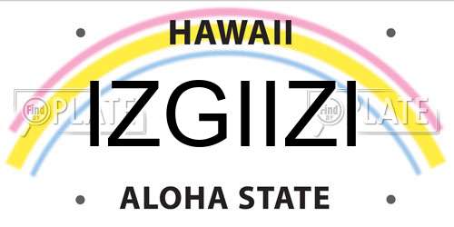 IZGIIZI Hawaii License Plate