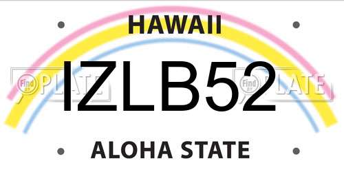 IZLB52 Hawaii License Plate