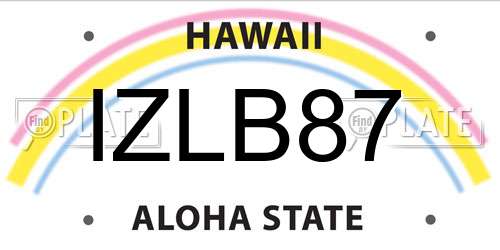IZLB87 Hawaii License Plate