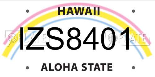 IZS8401 Hawaii License Plate