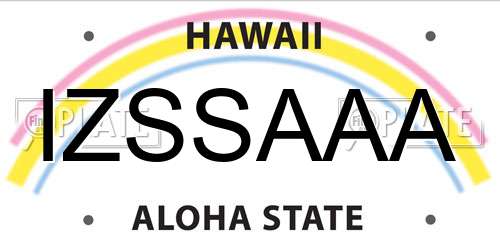 IZSSAAA Hawaii License Plate