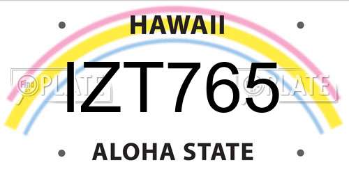 IZT765 Hawaii License Plate