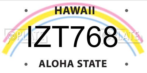 IZT768 Hawaii License Plate