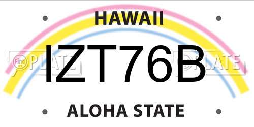 IZT76B Hawaii License Plate