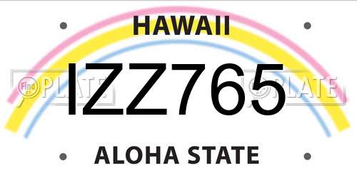 IZZ765 Hawaii License Plate