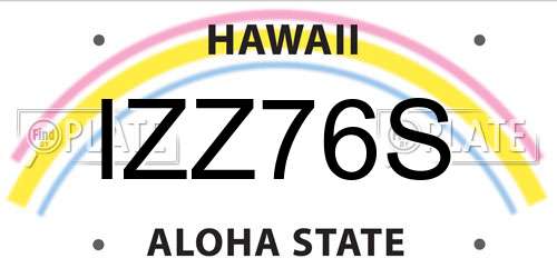 IZZ76S Hawaii License Plate