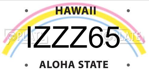 IZZZ65 Hawaii License Plate