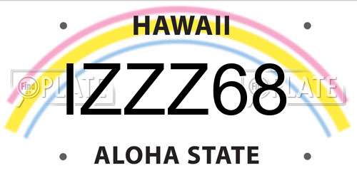 IZZZ68 Hawaii License Plate