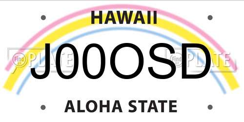 J00OSD Hawaii License Plate