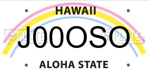 J00OSO Hawaii License Plate