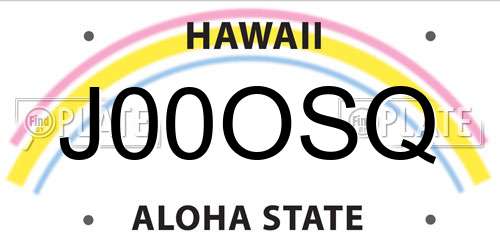 J00OSQ Hawaii License Plate