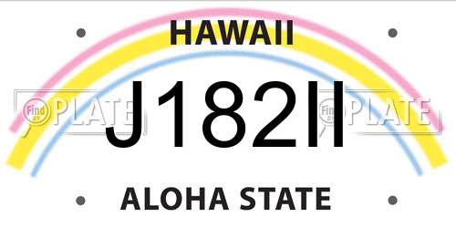 J182II Hawaii License Plate