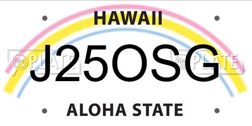 J25OSG Hawaii License Plate