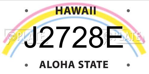 J2728E Hawaii License Plate