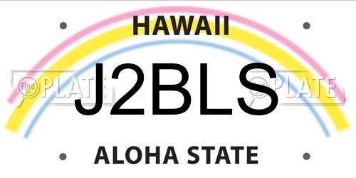 J2BLS Hawaii License Plate