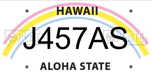 J457AS Hawaii License Plate