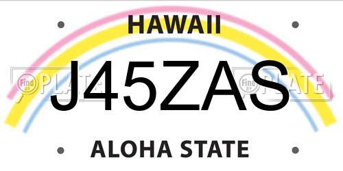J45ZAS Hawaii License Plate