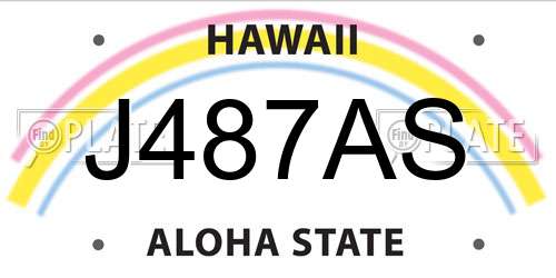J487AS Hawaii License Plate