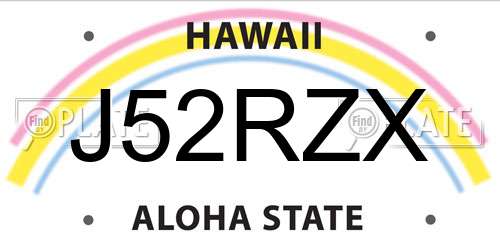 J52RZX Hawaii License Plate
