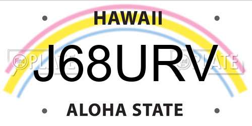 J68URV Hawaii License Plate