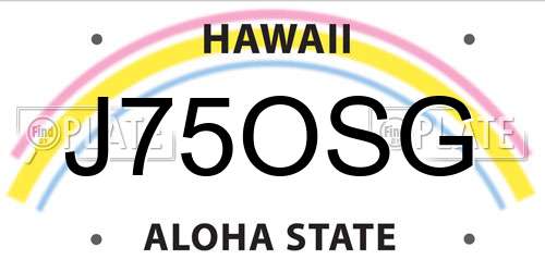 J75OSG Hawaii License Plate