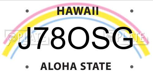 J78OSG Hawaii License Plate