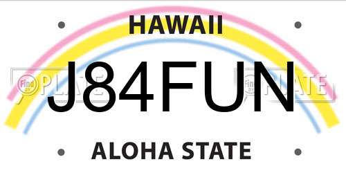 J84FUN Hawaii License Plate