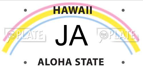 JA Hawaii License Plate