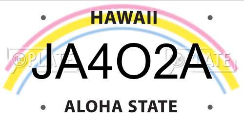 JA4O2A Hawaii License Plate