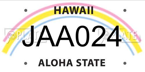 JAA024 Hawaii License Plate