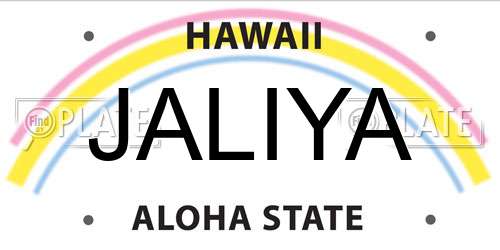 JALIYA Hawaii License Plate