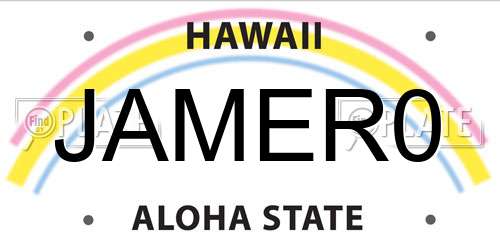 JAMER0 Hawaii License Plate