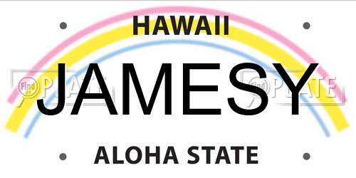 JAMESY Hawaii License Plate