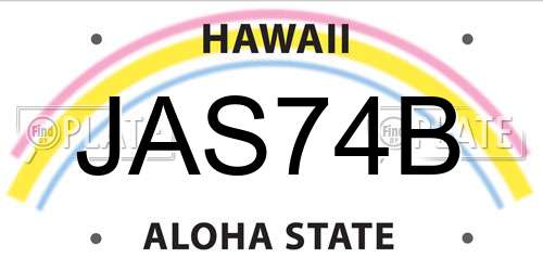JAS74B Hawaii License Plate