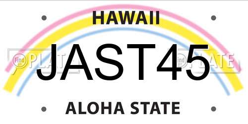 JAST45 Hawaii License Plate