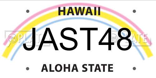 JAST48 Hawaii License Plate