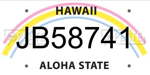 JB58741 Hawaii License Plate