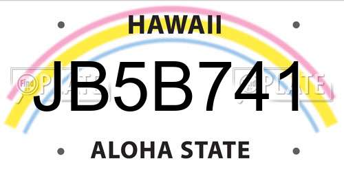 JB5B741 Hawaii License Plate