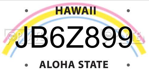 JB6Z899 Hawaii License Plate