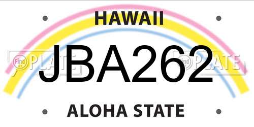 JBA262 Hawaii License Plate