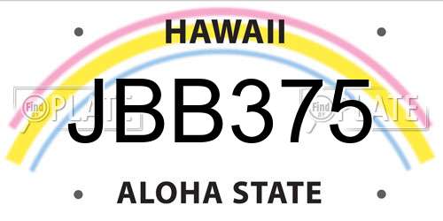 JBB375 Hawaii License Plate